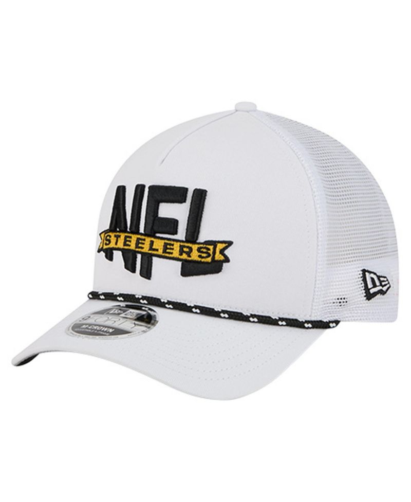 Men's White Pittsburgh Steelers NFL 9FORTY A-Frame M-Crown Adjustable Trucker Hat