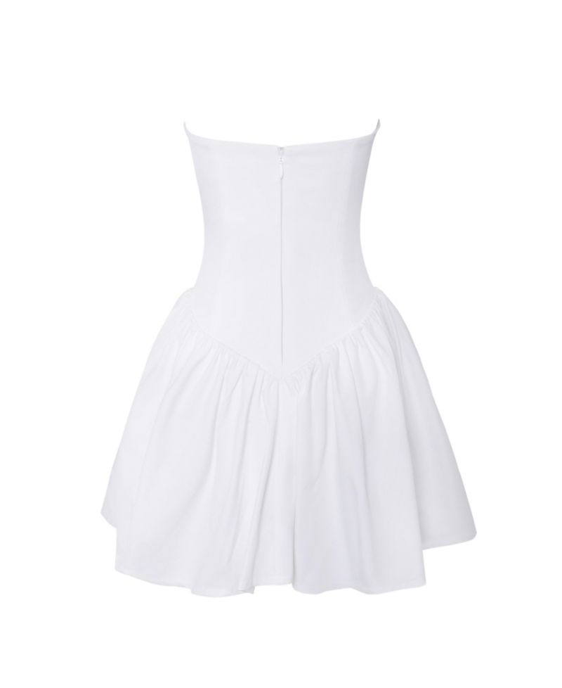 Women's Sacha White Lace Drop Waist Corset Puffy Mini Dress