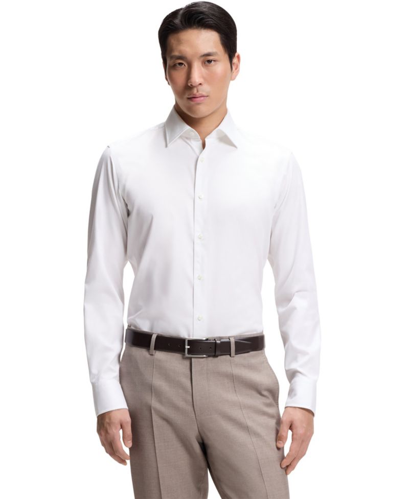 Men's Stretch-Cotton Dobby Regular-Fit Dress Shirt