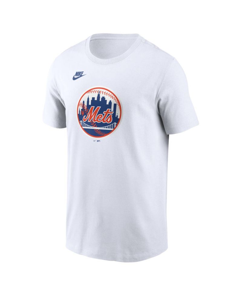 Men's White New York Mets Cooperstown Collection Logo T-Shirt