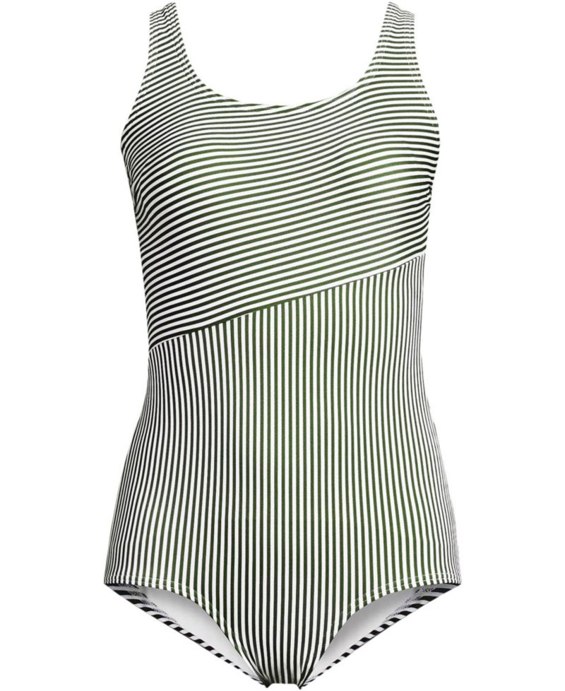 Women's Scoop Neck Tugless Sporty One Piece Swimsuit