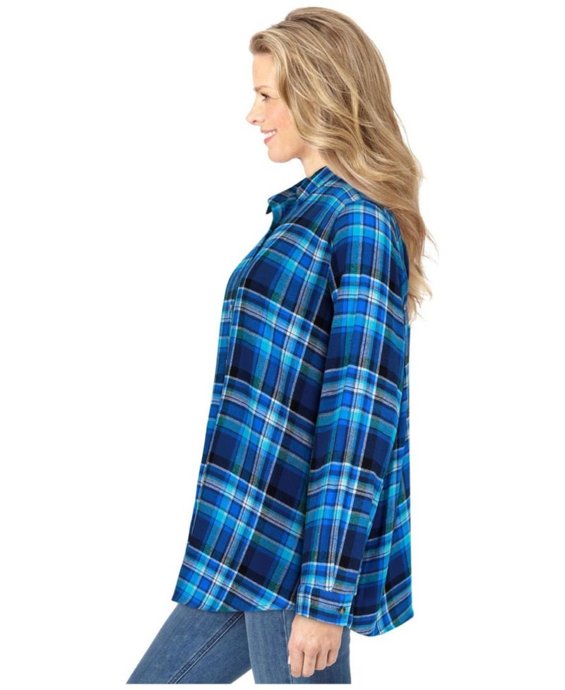 Plus Size Within Plaid Double-Brushed Cotton Flannel Shirt
