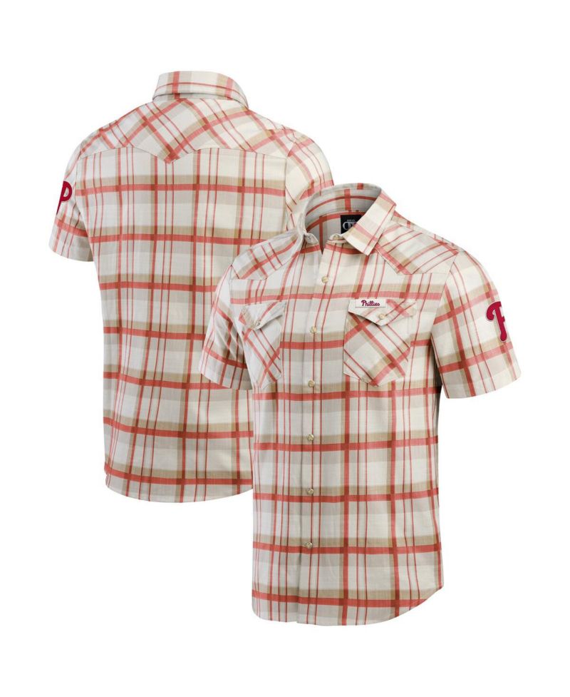 Men's Red Philadelphia Phillies Plaid Full-Snap Shirt
