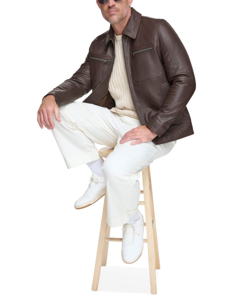 Men's Halen Genuine Pebbled Leather Trucker Jacket
