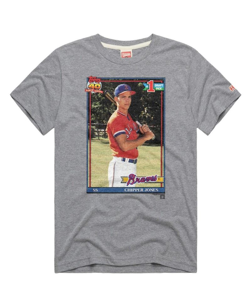 Men's Chipper Jones Gray Atlanta Braves Topps Baseball Card Tri-Blend T-Shirt