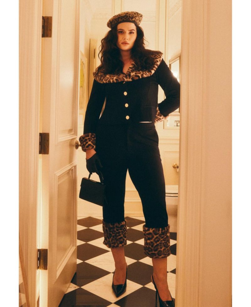 Women's Leopard Faux Fur Trim Pant