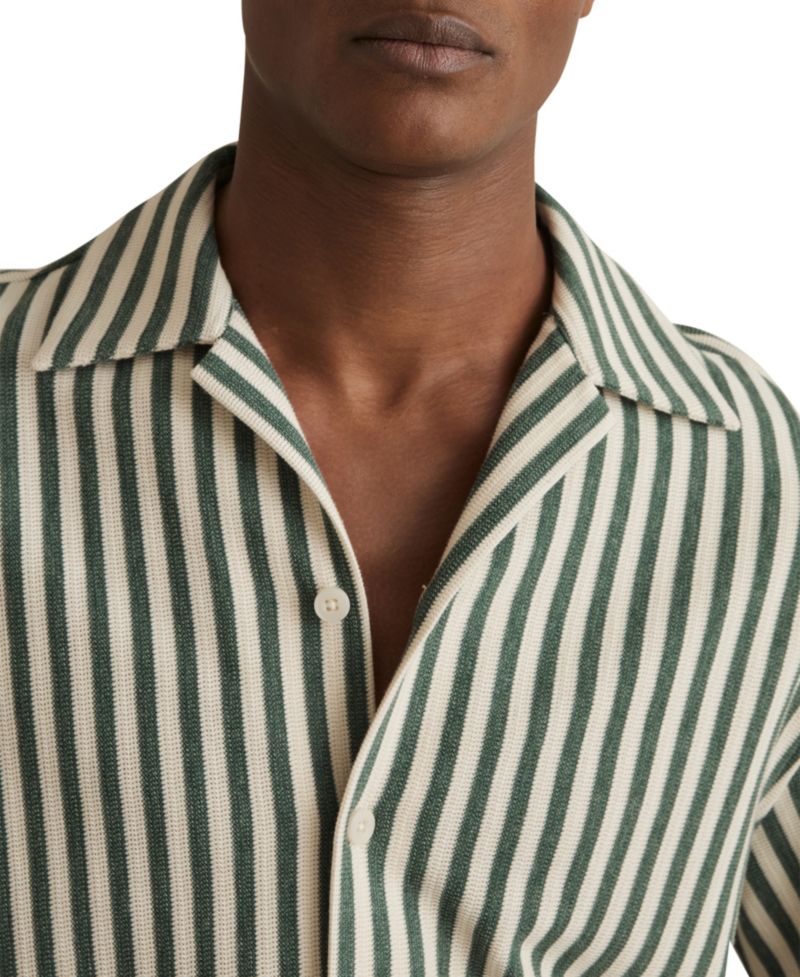 Men's Trig Textured Stripe Cuban-Collar Shirt