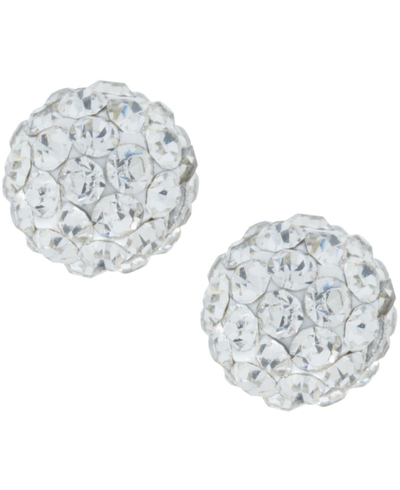 Multicolor Crystal Pav&eacute; Ball Cluster Stud Earrings in Sterling Silver (Also Available in Silver)