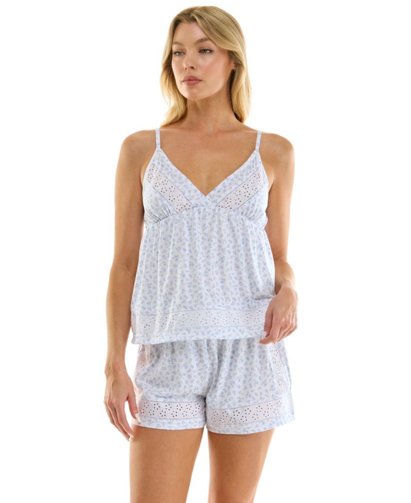 Women's V-Neck Cami Top and Shorts, 2-Piece Set