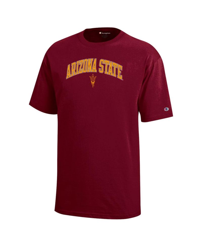Big Boys and Girls Maroon Arizona State Sun Devils Arch Over Logo T-Shirt