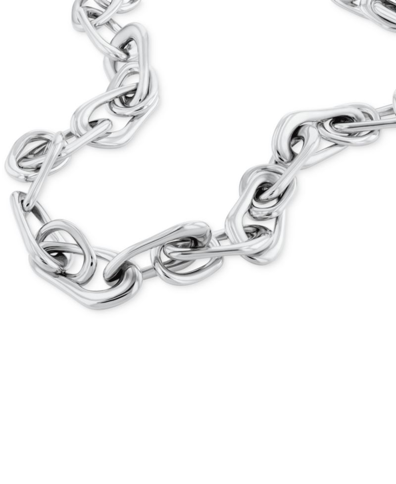 Stainless Steel Statement Link Collar Necklace, 14" + 2" extender