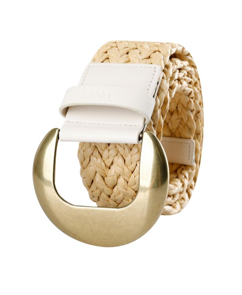 Women's Fully Adjustable Raffia Belt with Statement Buckle