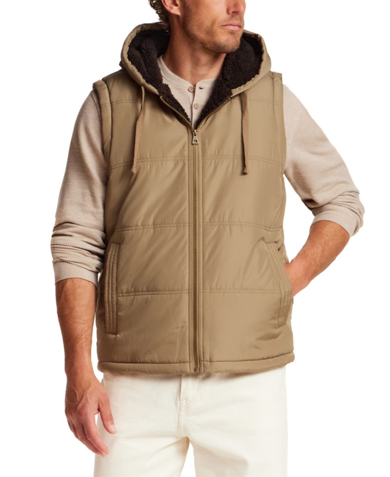 Men's Sherpa Hooded Full-Zip Vest