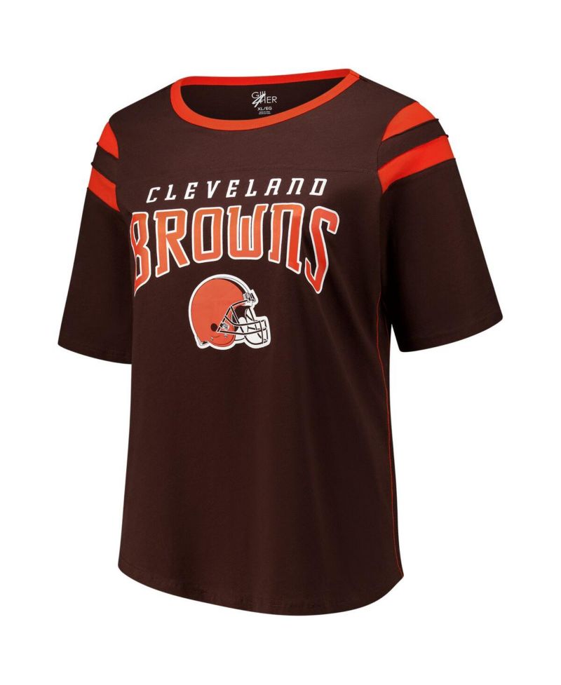 Women's Brown Cleveland Browns Plus Size Linebacker T-Shirt