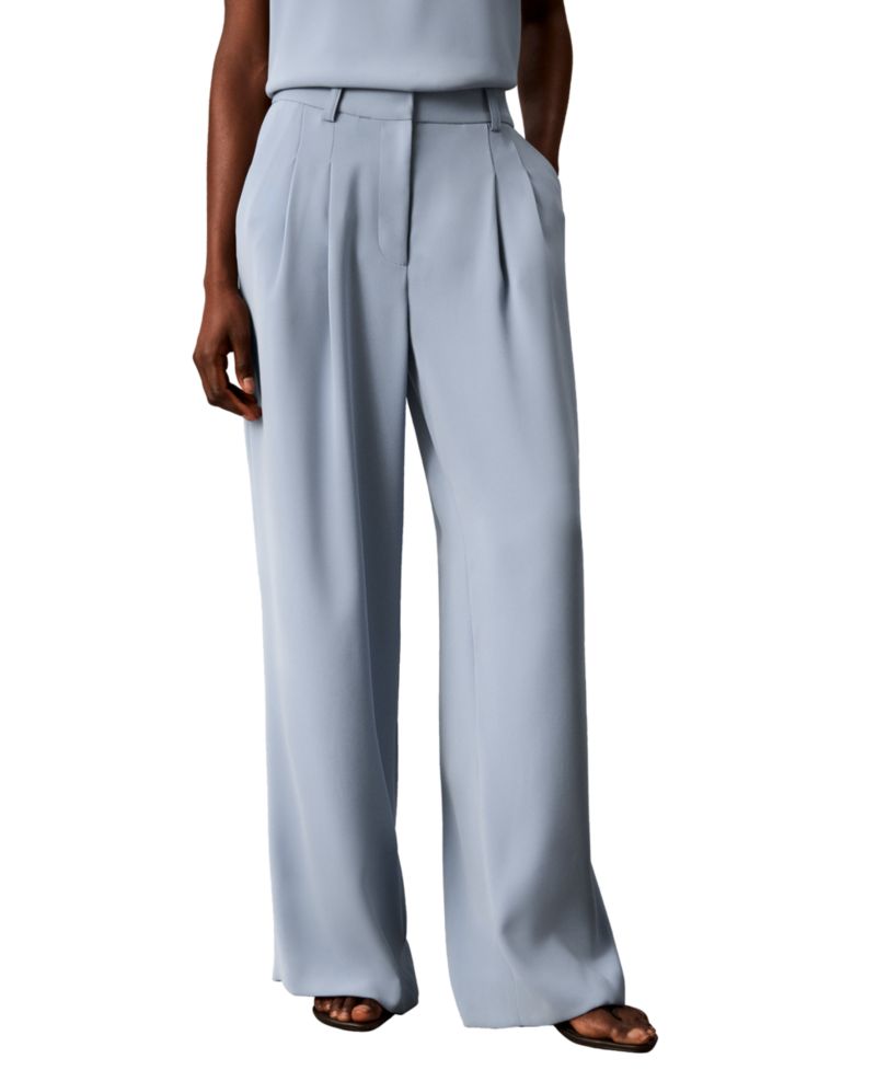 Women's High-Rise Double-Pleat Wide-Leg Pants