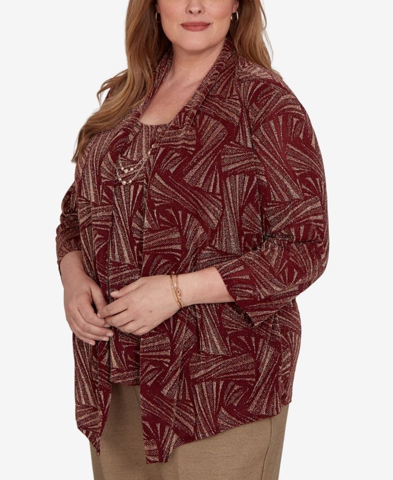 Plus Size Union Square Shimmer Abstract Two-in-One Top