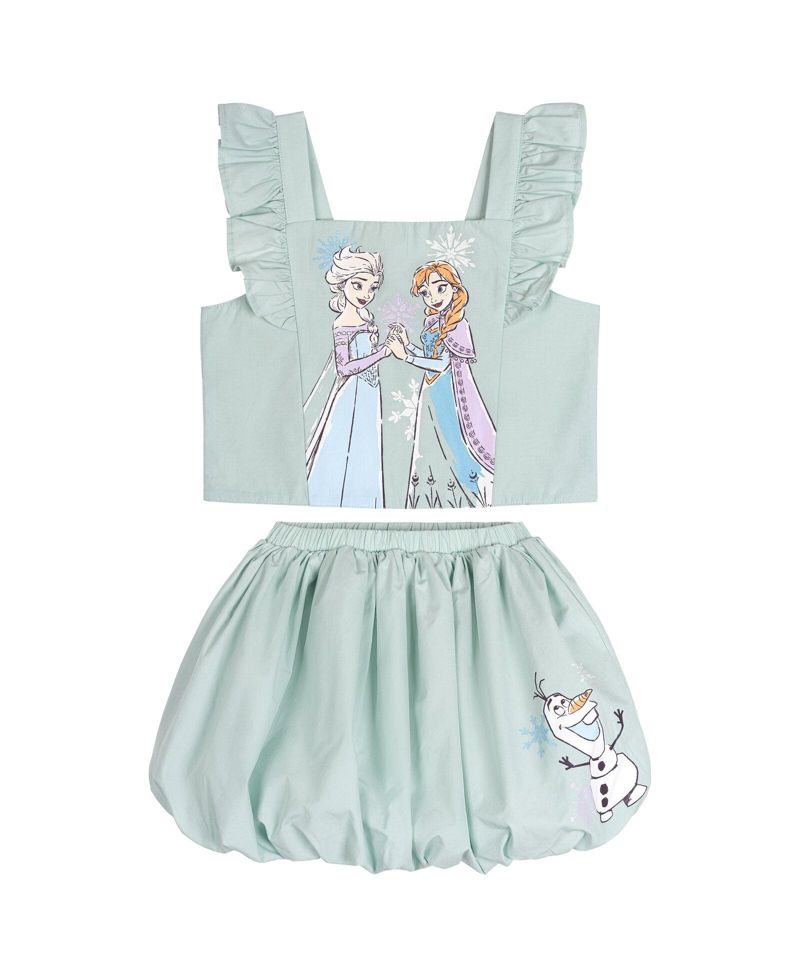 Little Girls Sleeveless 2-Piece Tank Top and Bubble Skort Set