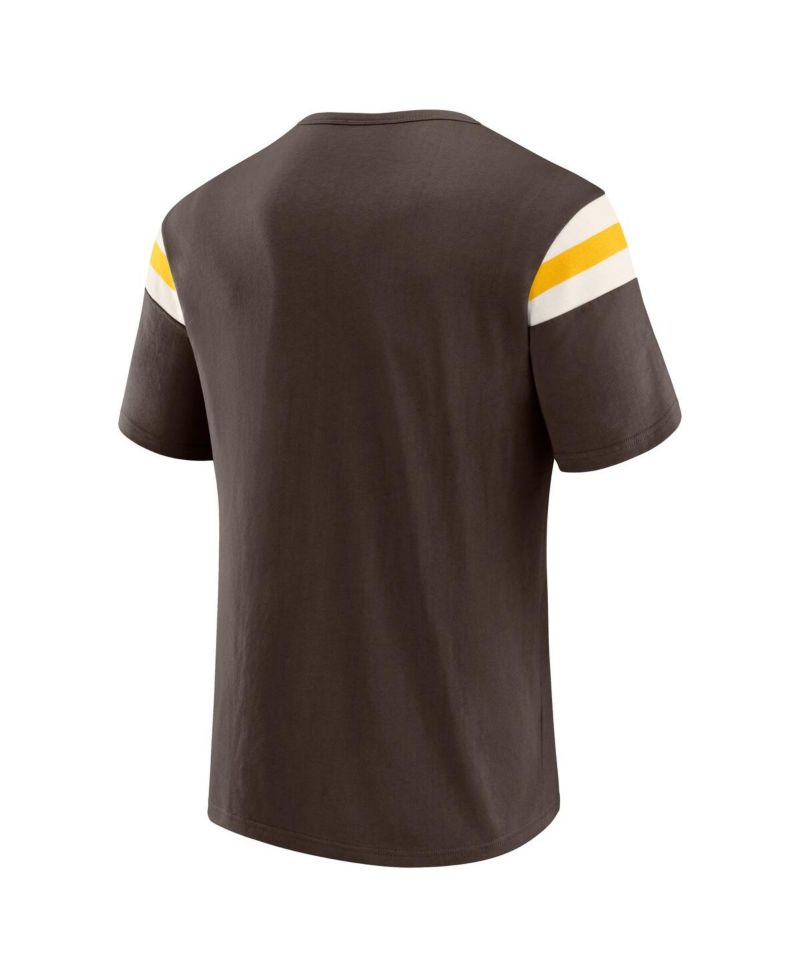 Darius Rucker Collection By Men's Brown San Diego Padres Distressed Sleeve Stripe T-Shirt