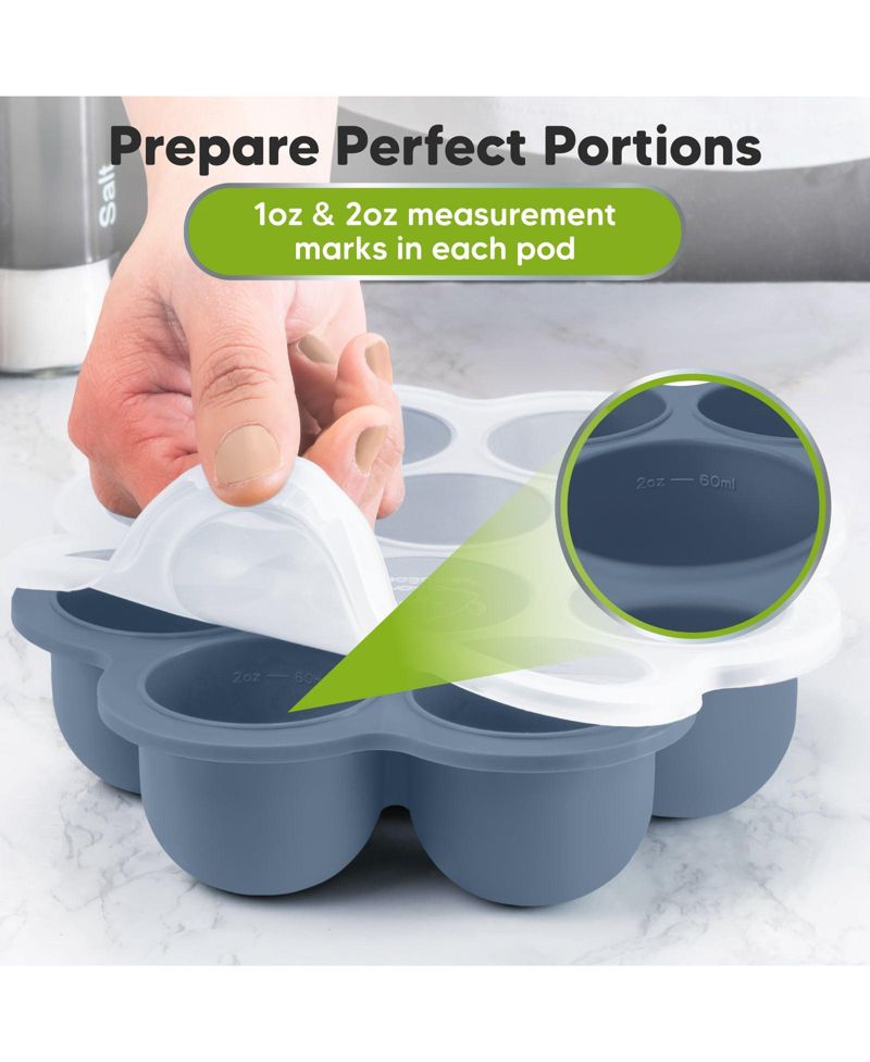 Prep Silicone Baby Food Freezer Tray with Clip-on Lid, 2oz x 10 Silicone Freezer Molds, BPA-Free Baby Food Storage