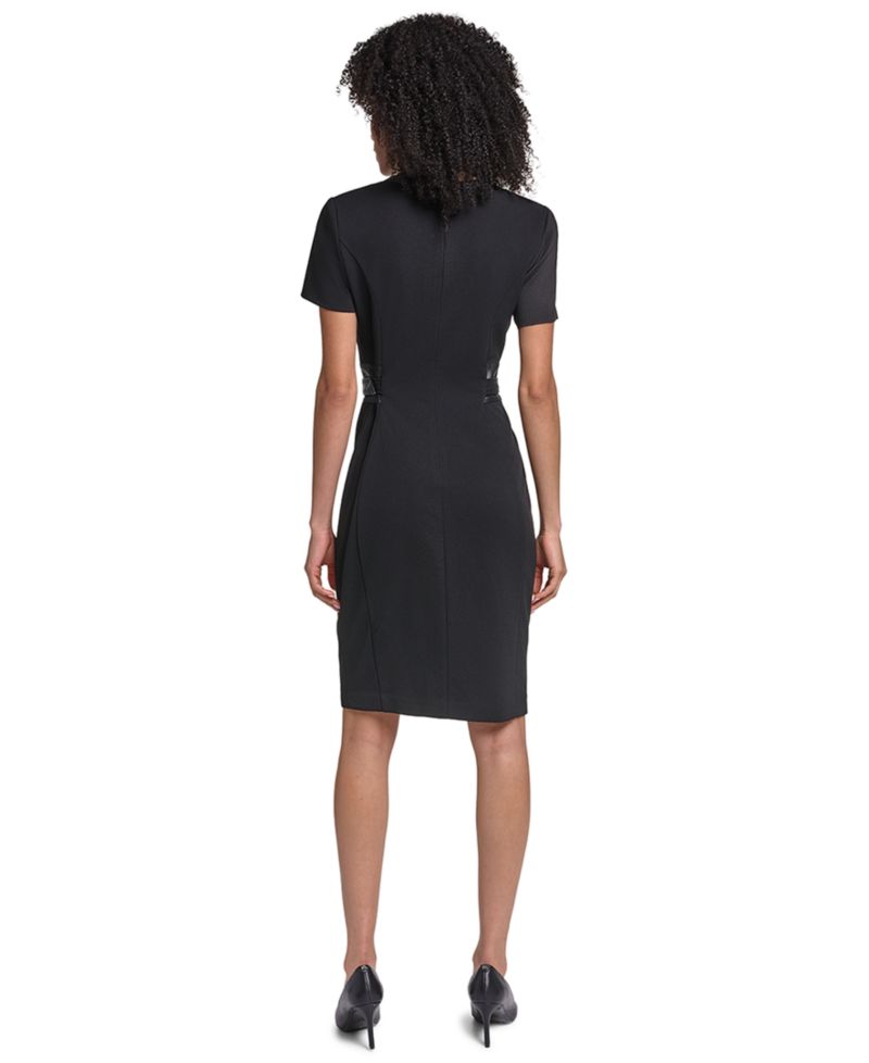Women's Scuba-Crepe Short-Sleeve Sheath Dress