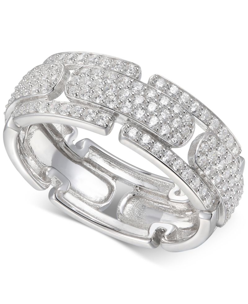 Cubic Zirconia (1-1/3 cttw) Pav&eacute; Band in Sterling Silver