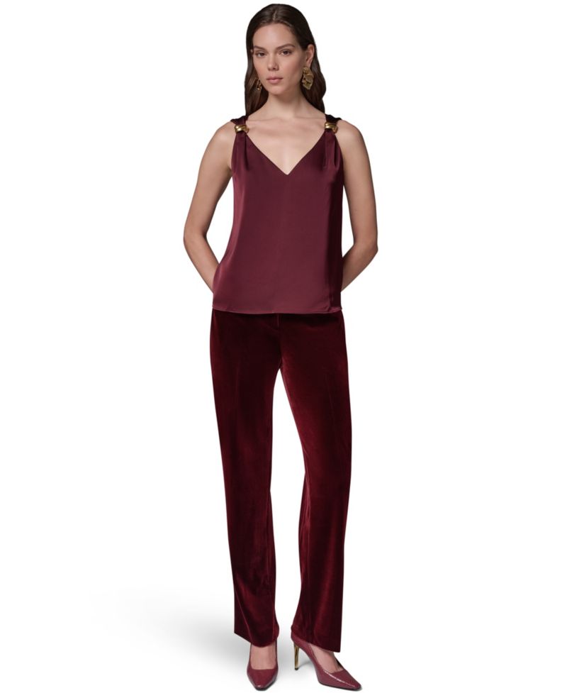 Women's Sleeveless V-Neck Satin Blouse
