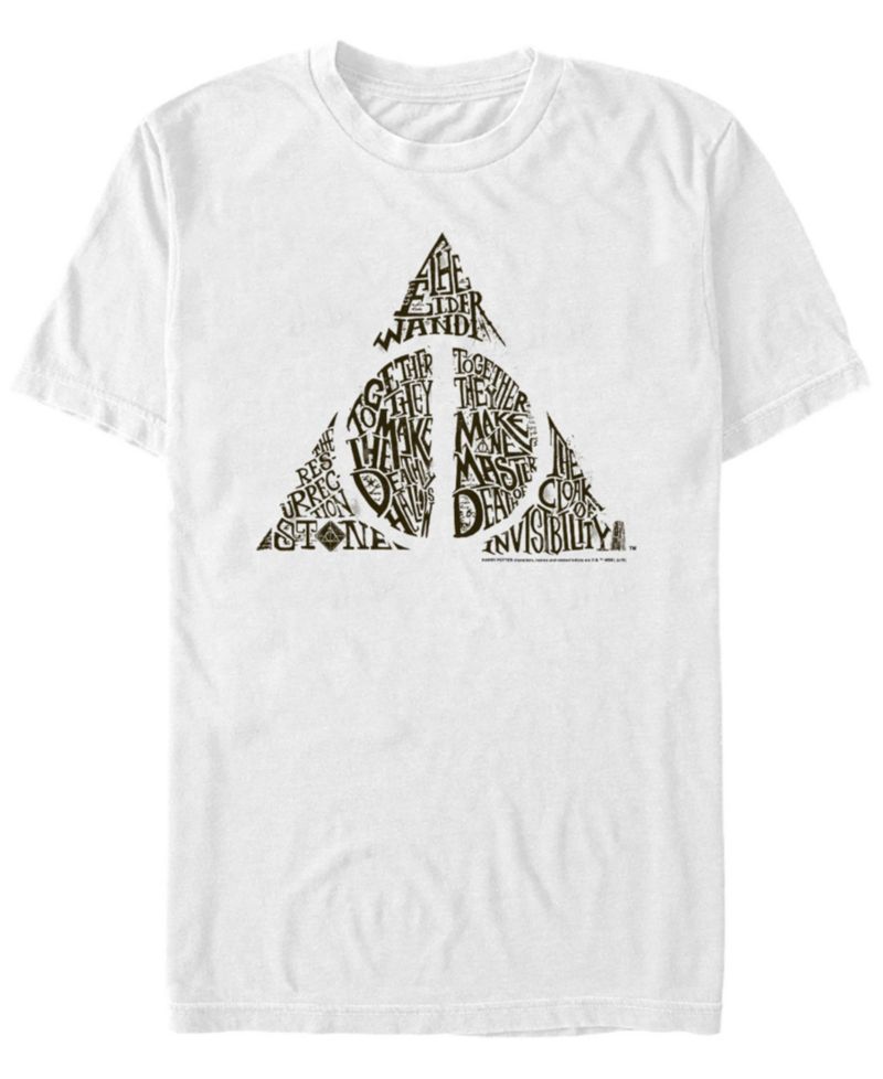 Harry Potter Men's Deathly Hallows Text Symbol Short Sleeve T-Shirt