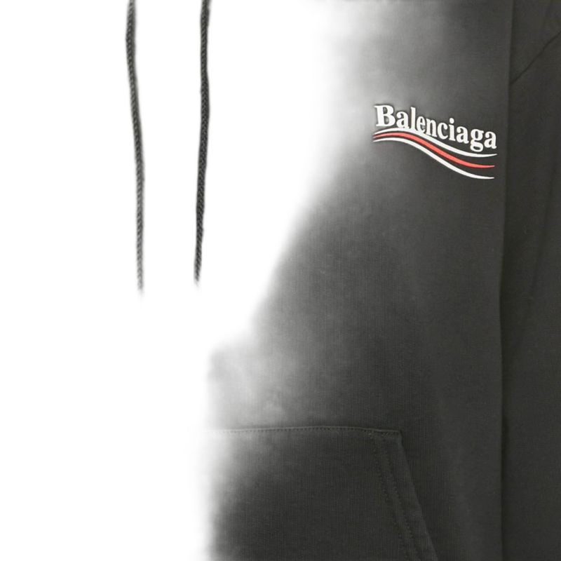 Women's Black Campaign Print Cotton Knit Hoodie