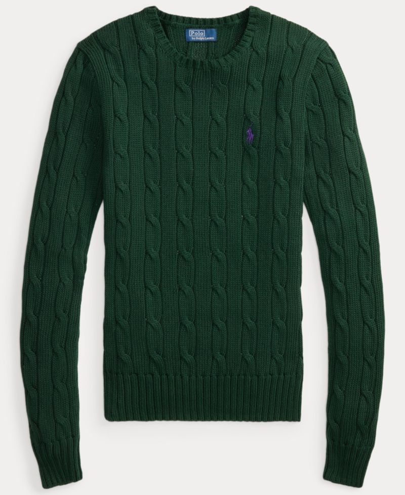 Women's Cable-Knit Cotton Crewneck Sweater