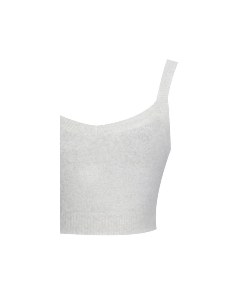 Women's Selene White Wool-Blend Ribbed Knit V-Neck Top