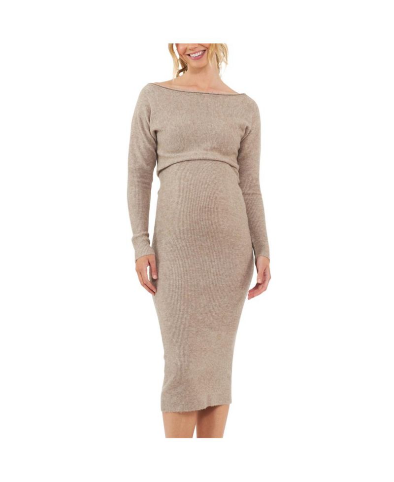 Maternity Tobie Off Shoulder Knit Dress