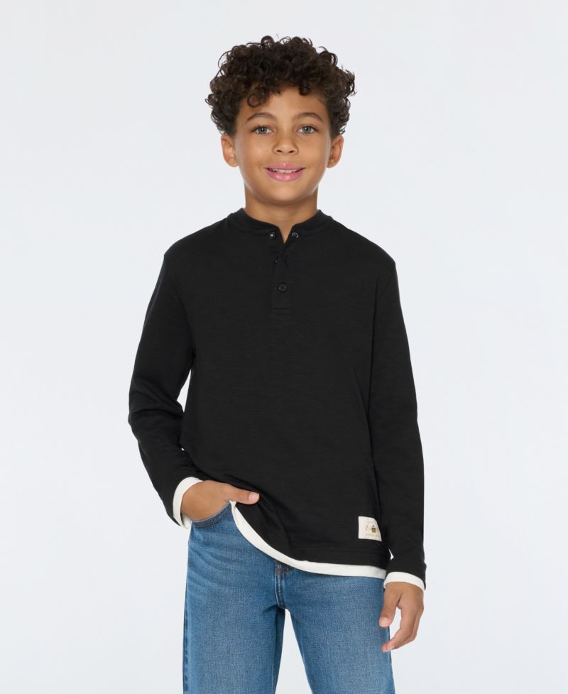 Big Boys Slub Jersey Henley T-Shirt