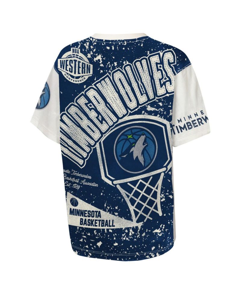 Big Boys and Girls Cream Minnesota Timberwolves Top Player All-Over-Print T-Shirt