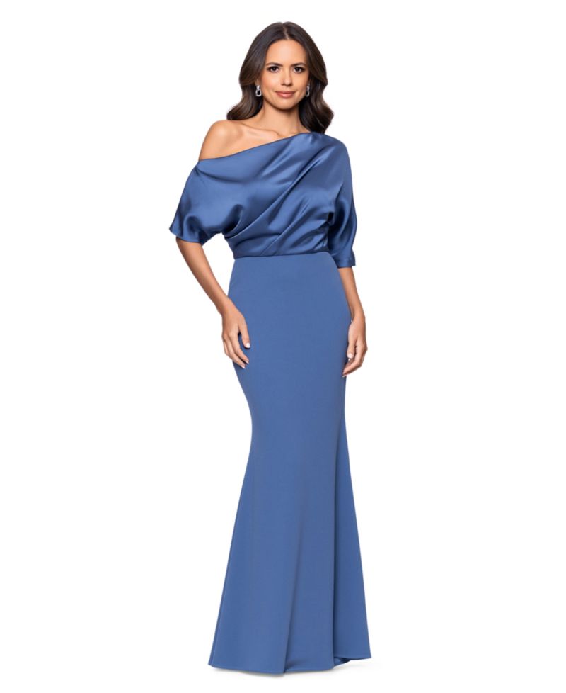 Plus Size Asymmetrical Neck Long Dress