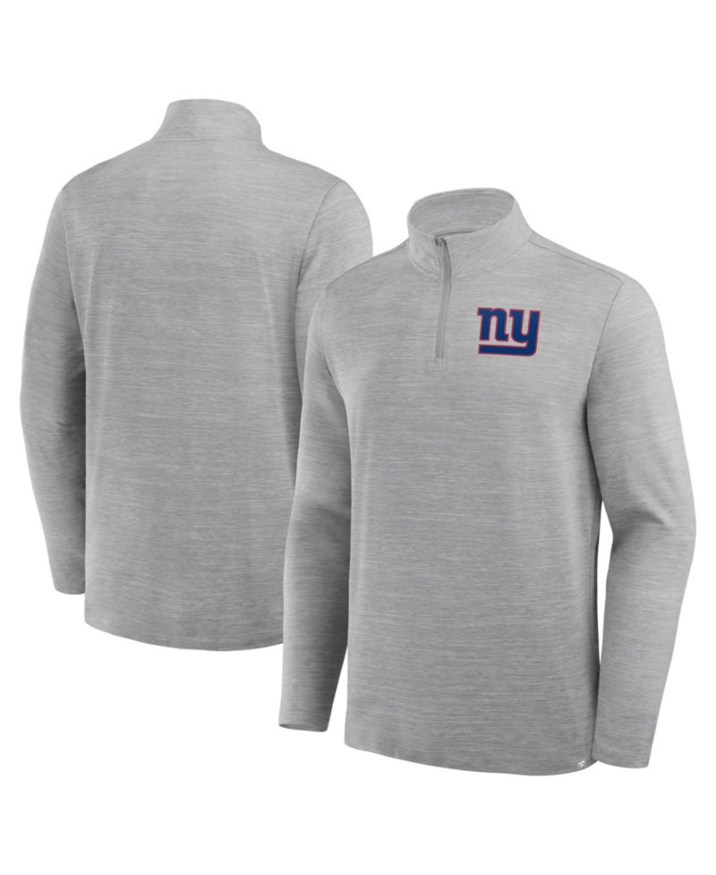 Men's Heather Gray New York Giants Clutch Quarter-Zip Pullover Sweatshirt