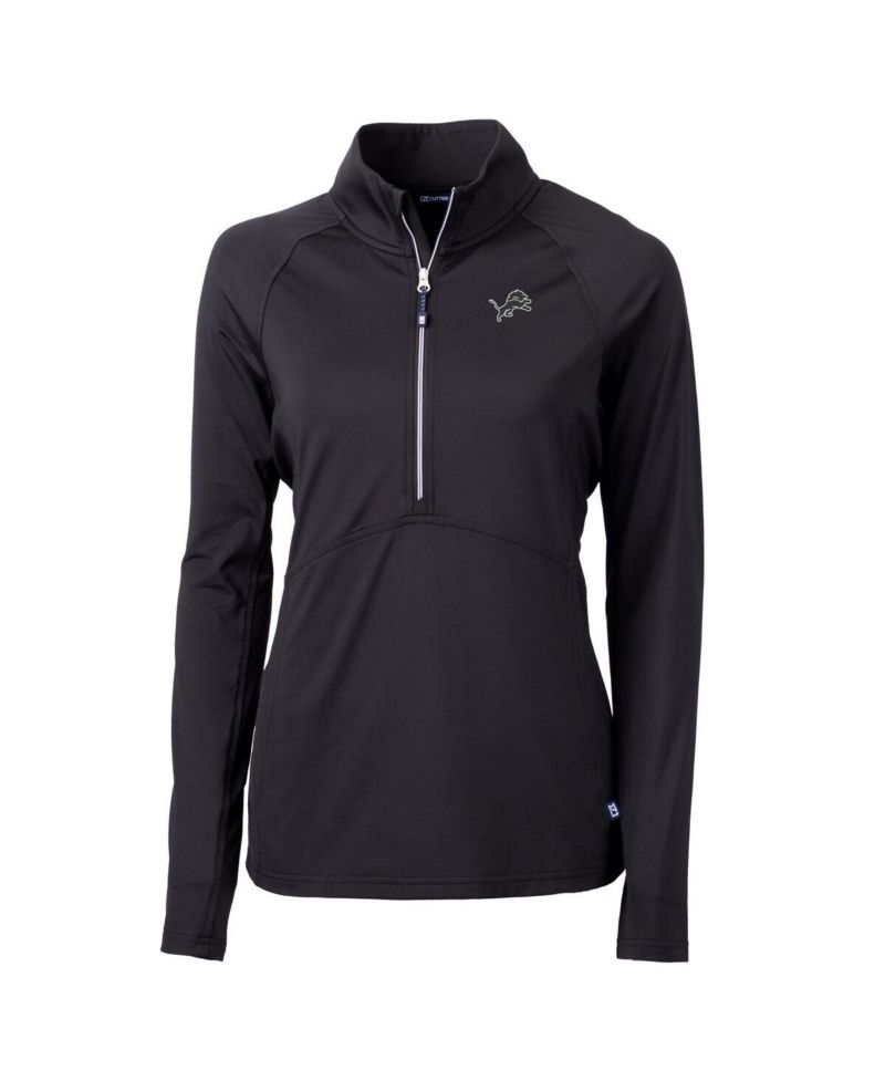 Women's Black Detroit Lions Adapt Knit Stretch Half-Zip Pullover Top