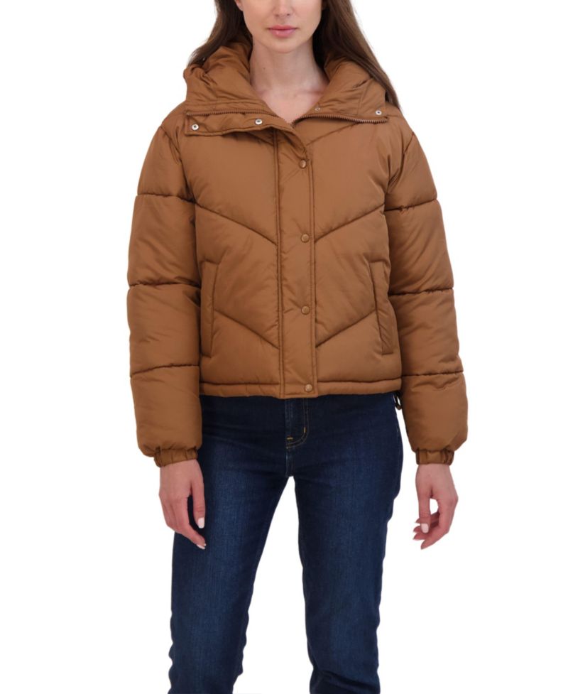 Women's Juniors' Short Hooded Puffer Jacket