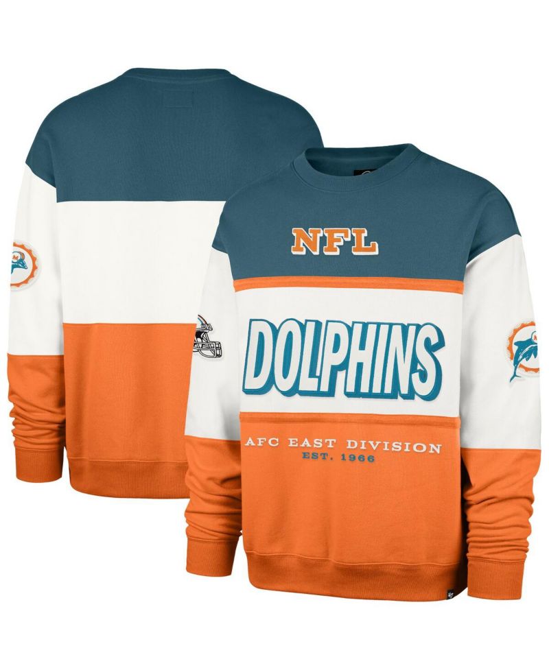 Men's Aqua/Orange Miami Dolphins Throwback Breeze Maximalist Sweatshirt