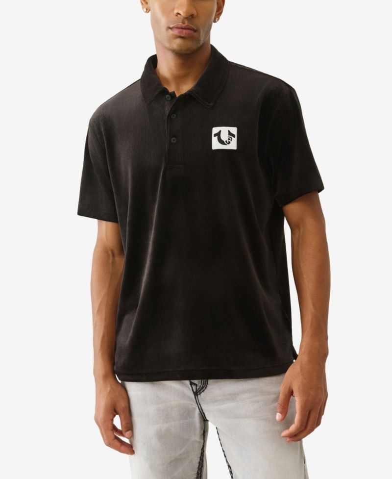 Men's Short-Sleeve Velour Polo Shirt