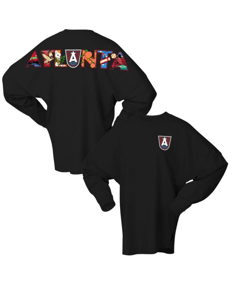 Women's Black Atlanta Dream Oversized Preppy City Long Sleeve T-Shirt