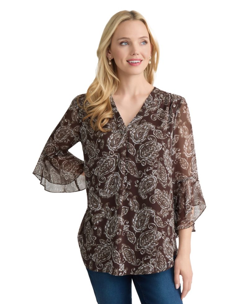 Women's Printed V-Neck Top