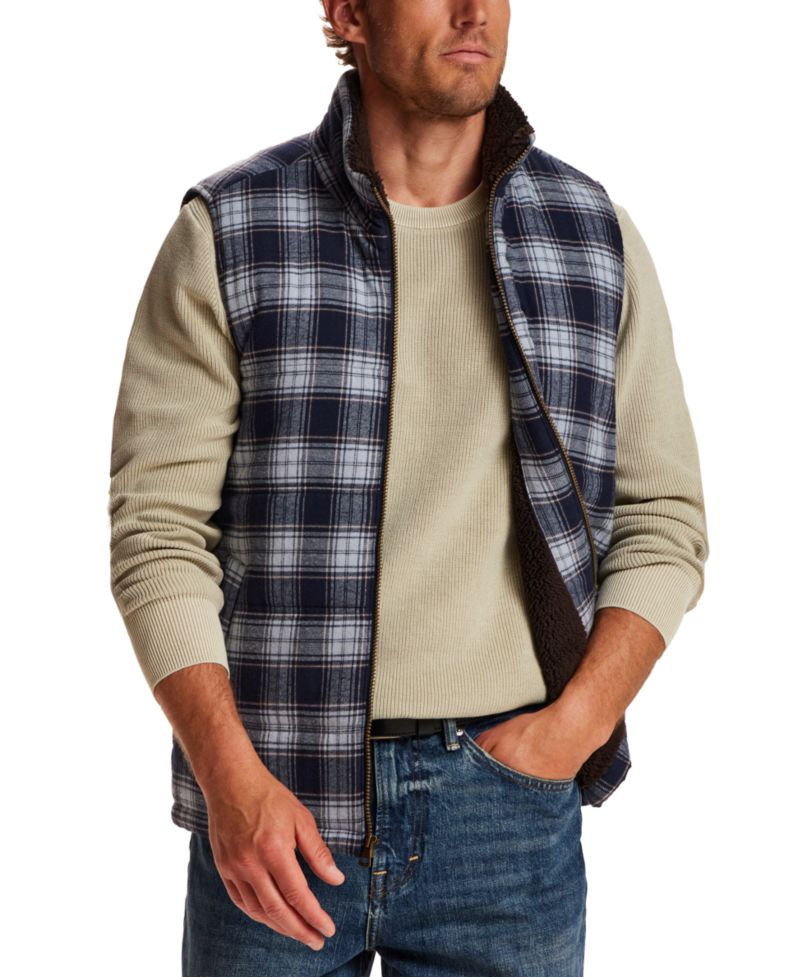 Men's Sherpa Plaid Flannel Vest