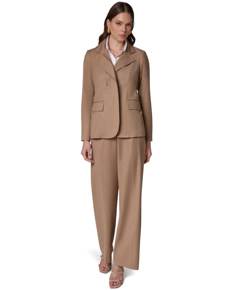 Women's Asymmetrical Zip Shoulder-Padded Blazer
