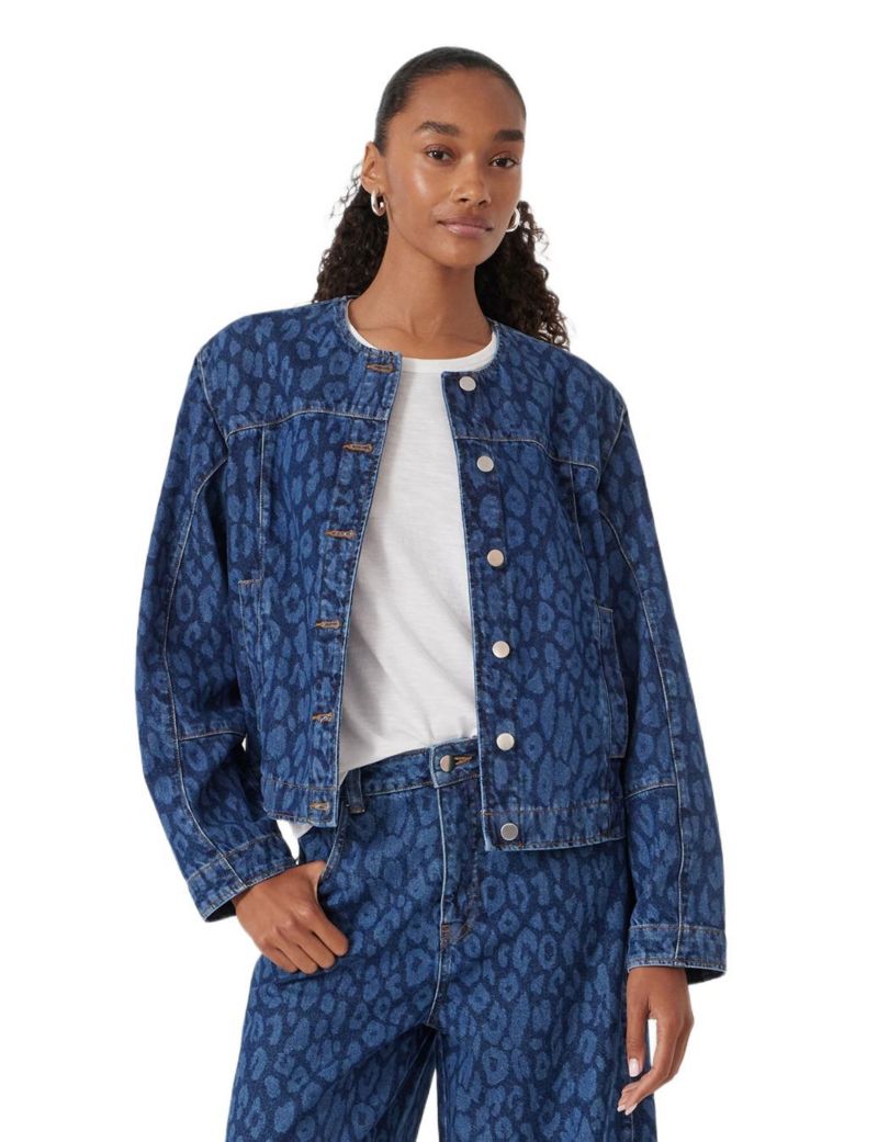 Women's Velma Leopard Print Denim Jacket