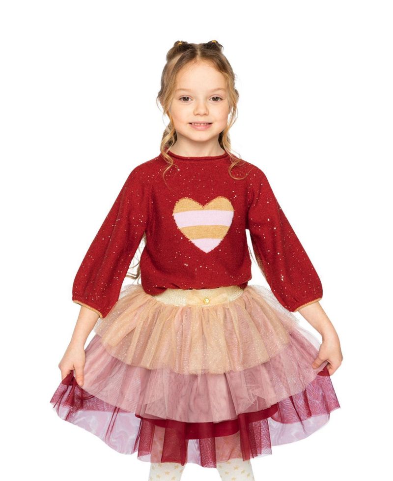 Little and Big Girl(6-14) Sleeve Knitted Sweater