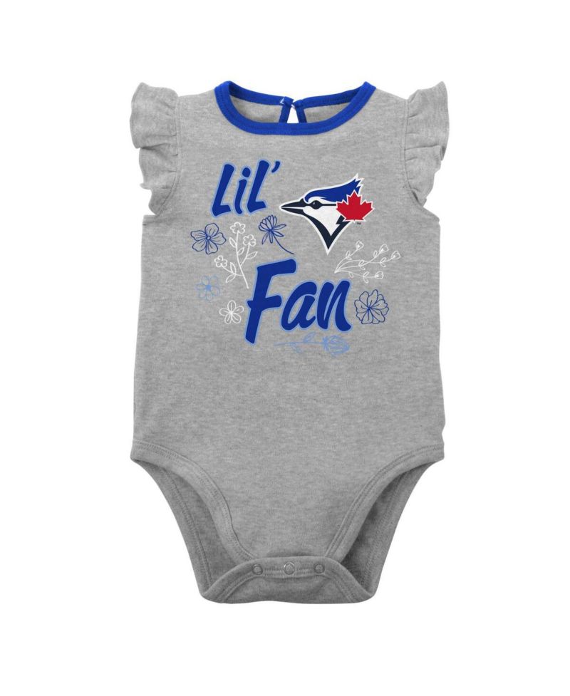 Newborn and Infant Boys and Girls Royal, Heather Gray Toronto Blue Jays Little Fan Two-Pack Bodysuit Set