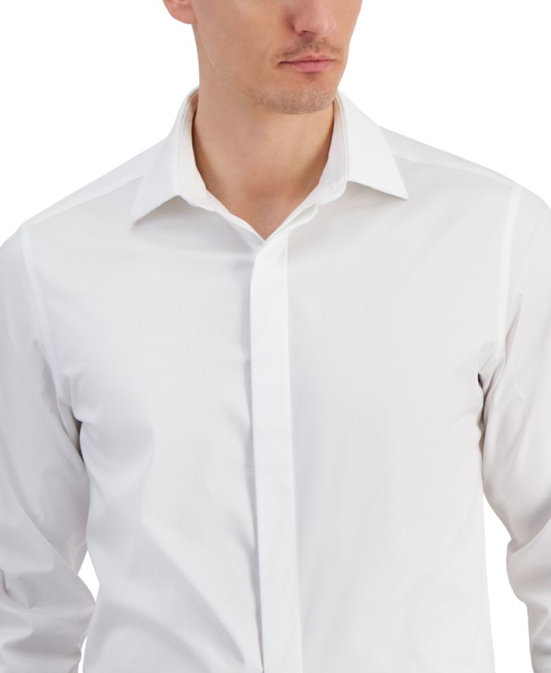 Men's Covered Placket Tuxedo Shirt, Regular & Slim Fit