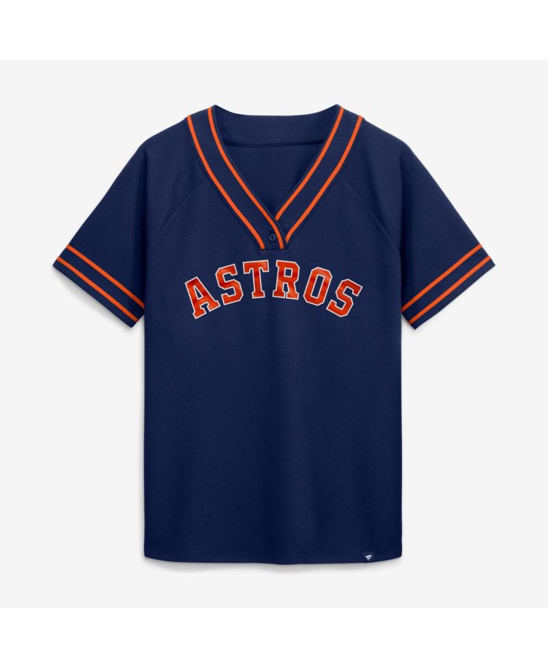 Women's Navy Houston Astros Diva Race Ahead Raglan V-Neck T-Shirt