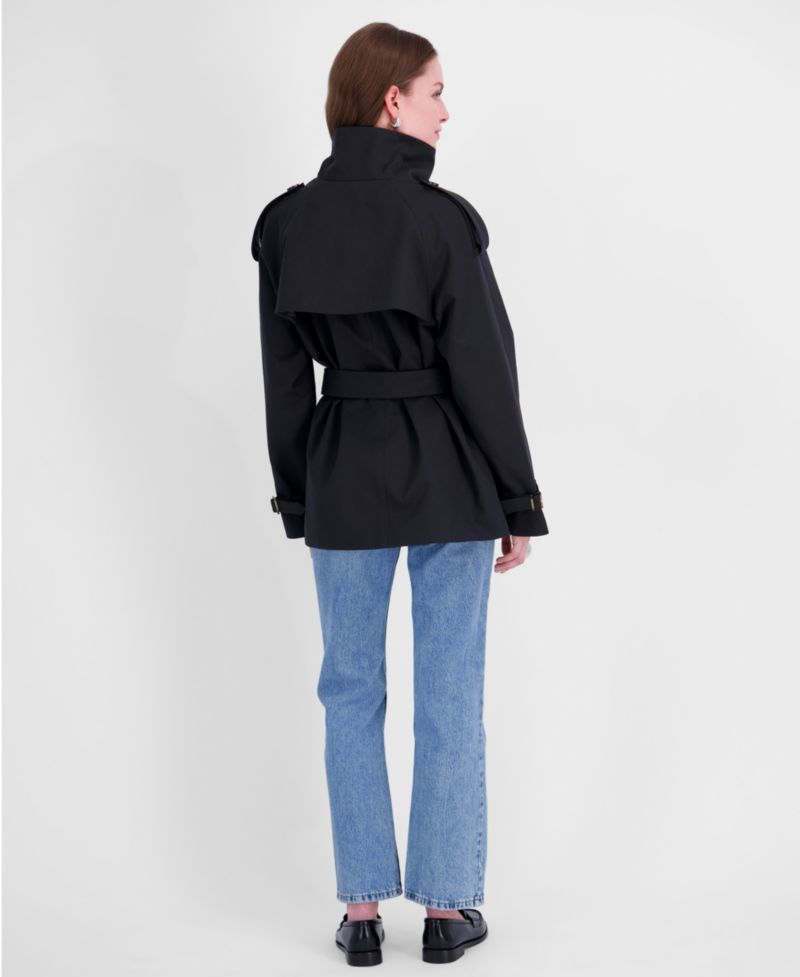 Women's Funnel-Neck Belted Trench Coat