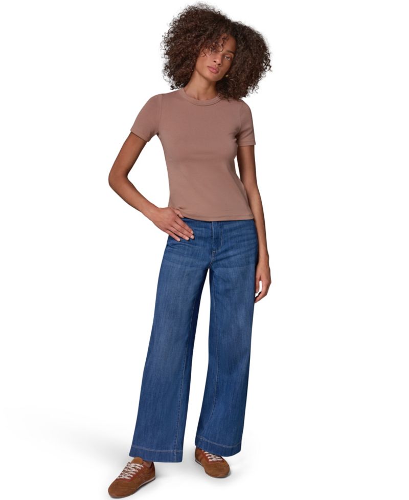 Women's Cotton-Modal Blend Crewneck Fitted T-Shirt